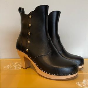 Swedish Hasbeens Leather Heeled Boots sz. 8